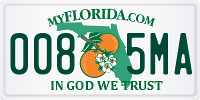 FL license plate 0085MA