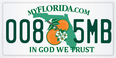 FL license plate 0085MB