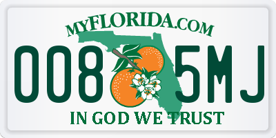 FL license plate 0085MJ