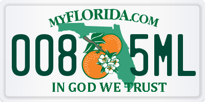 FL license plate 0085ML