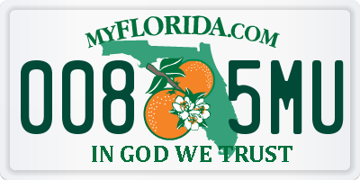FL license plate 0085MU