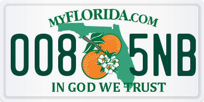 FL license plate 0085NB