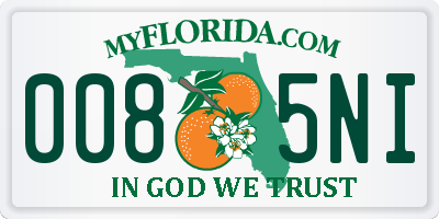 FL license plate 0085NI