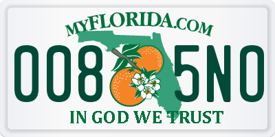 FL license plate 0085NO