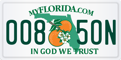 FL license plate 0085ON