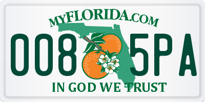 FL license plate 0085PA