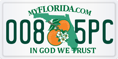 FL license plate 0085PC