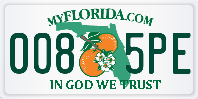 FL license plate 0085PE