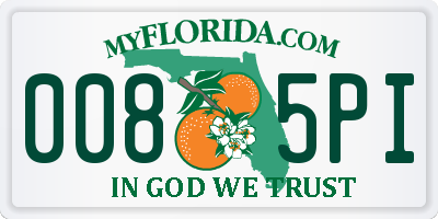 FL license plate 0085PI