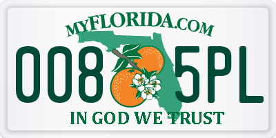 FL license plate 0085PL
