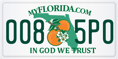 FL license plate 0085PO