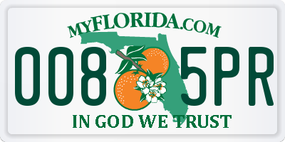 FL license plate 0085PR