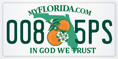 FL license plate 0085PS