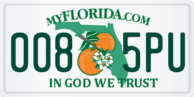 FL license plate 0085PU