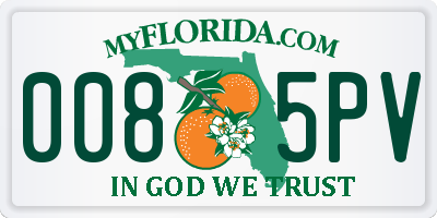 FL license plate 0085PV