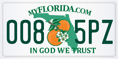 FL license plate 0085PZ