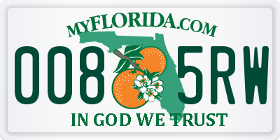 FL license plate 0085RW