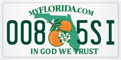 FL license plate 0085SI