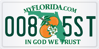 FL license plate 0085ST