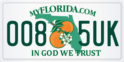 FL license plate 0085UK