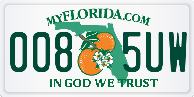 FL license plate 0085UW