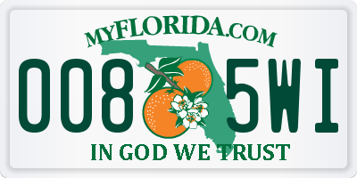 FL license plate 0085WI
