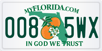 FL license plate 0085WX