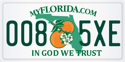 FL license plate 0085XE