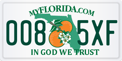 FL license plate 0085XF