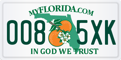 FL license plate 0085XK