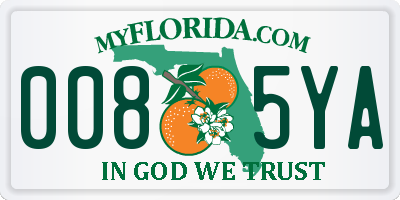 FL license plate 0085YA