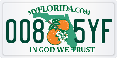 FL license plate 0085YF