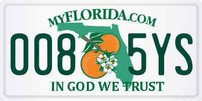 FL license plate 0085YS