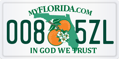 FL license plate 0085ZL