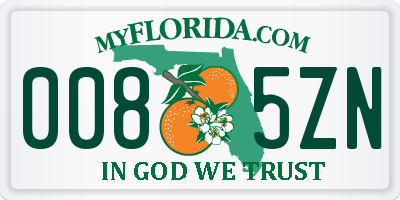 FL license plate 0085ZN