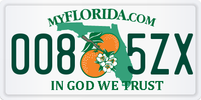 FL license plate 0085ZX