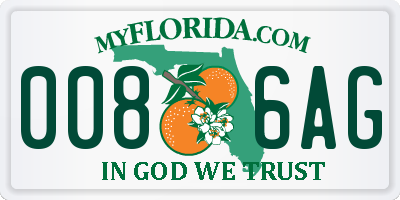 FL license plate 0086AG