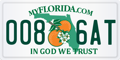 FL license plate 0086AT