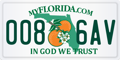 FL license plate 0086AV