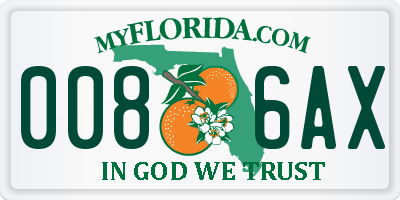 FL license plate 0086AX