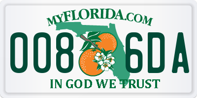 FL license plate 0086DA