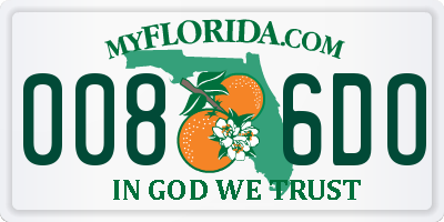 FL license plate 0086DO