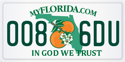 FL license plate 0086DU
