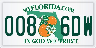 FL license plate 0086DW