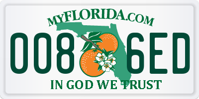 FL license plate 0086ED
