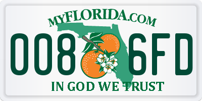 FL license plate 0086FD