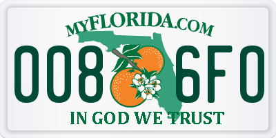 FL license plate 0086FO