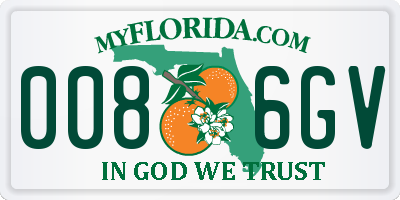 FL license plate 0086GV
