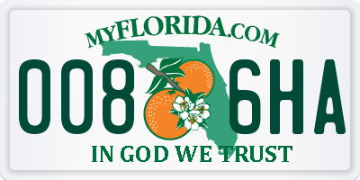 FL license plate 0086HA