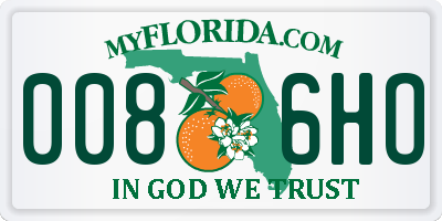 FL license plate 0086HO